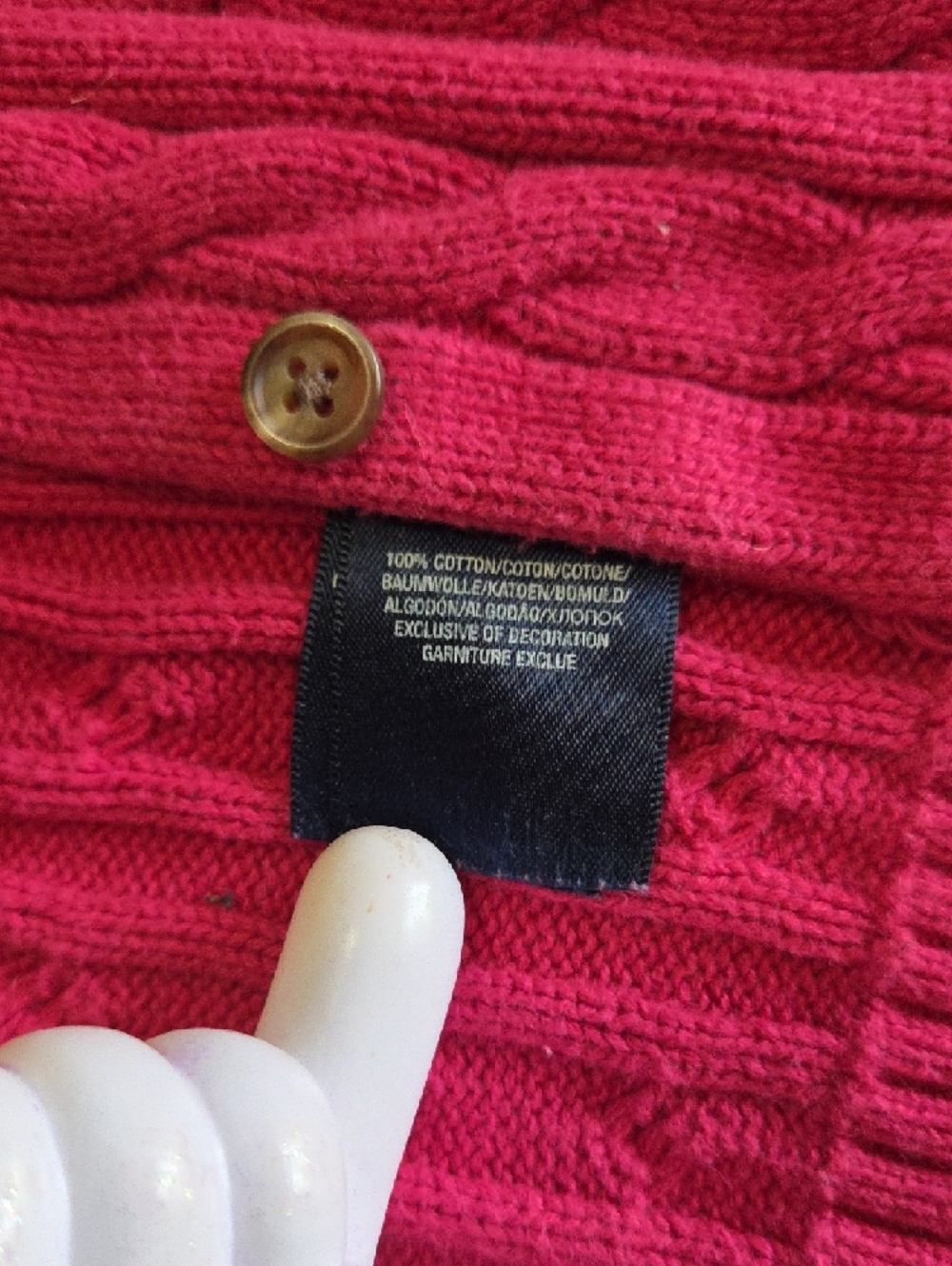 Ralph Lauren Girls Hot Pink Cable Knit Cardigan Sweater Size M 8-10 - Picture 11 of 16